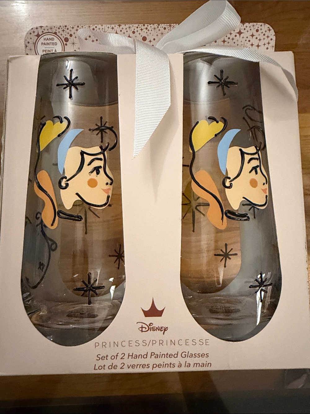 NWT Disney Princess Hand-Painted Glasses